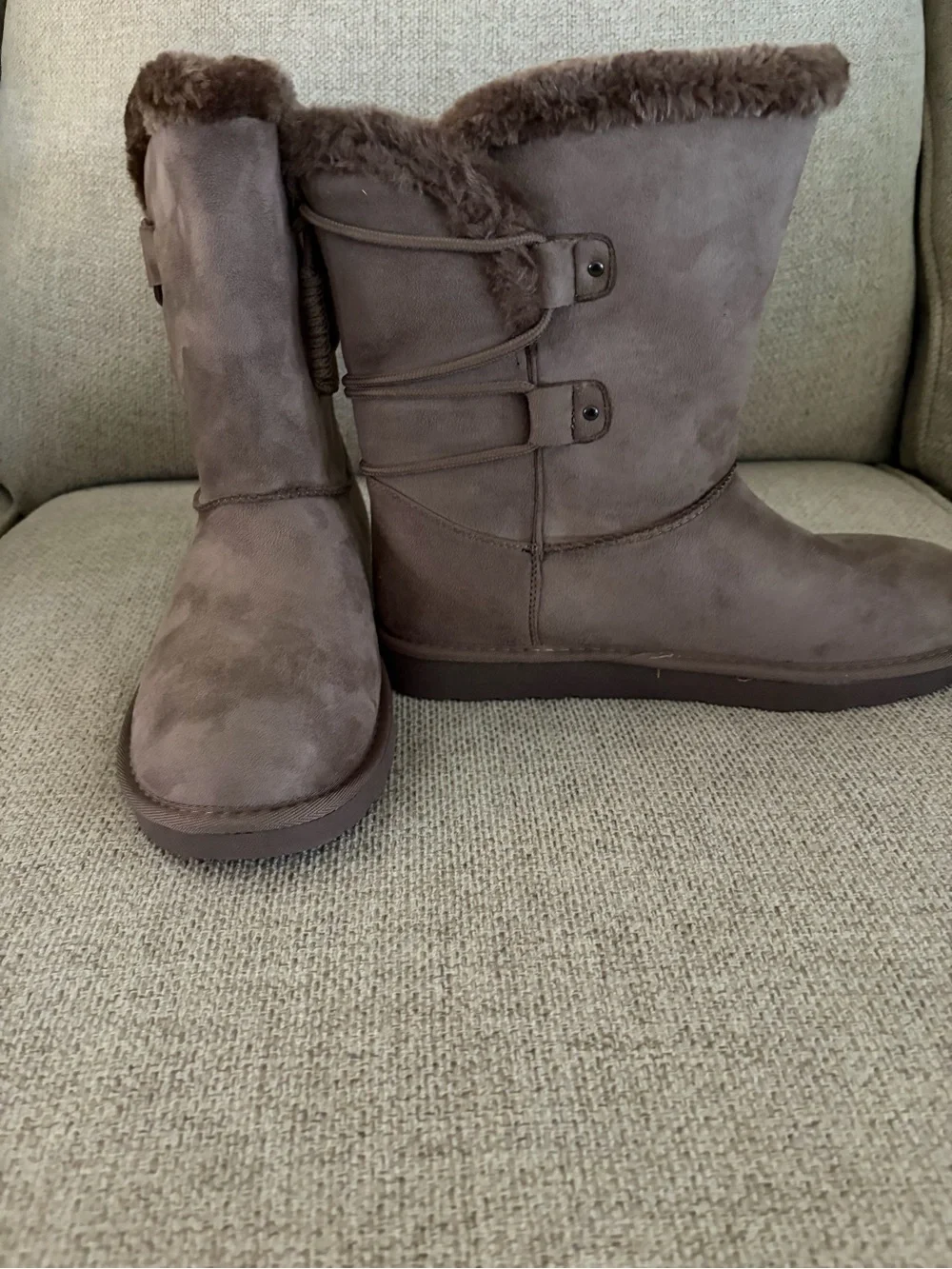 Arizona Jean Company Brown Faux Suede Shearling Boots